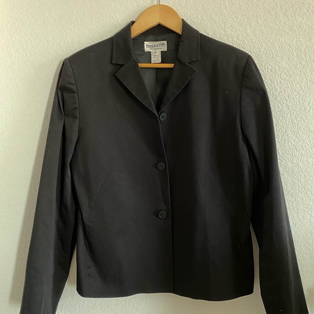 Pendleton, Black Button Front Blazer Size 12 Tall - image 6